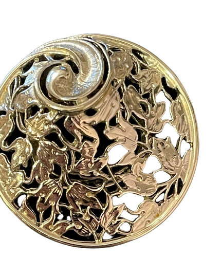 Beautiful fancy ornate leaf silver scarf clip
