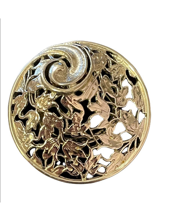 Beautiful fancy ornate leaf silver scarf clip