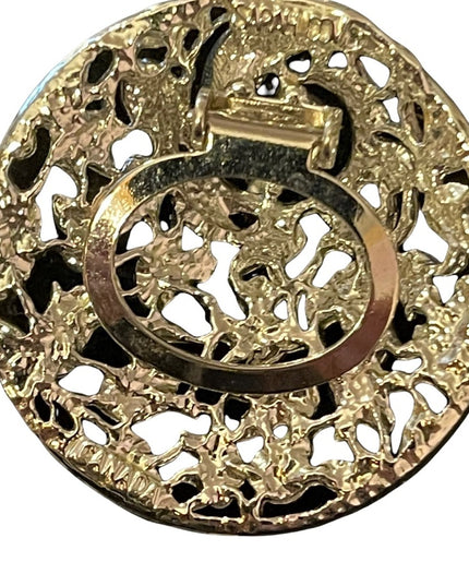 Beautiful fancy ornate leaf silver scarf clip