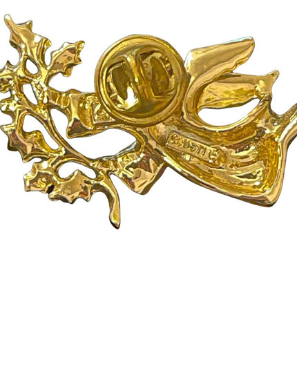 Antiqued gold enameled angel pin brooch christmas
