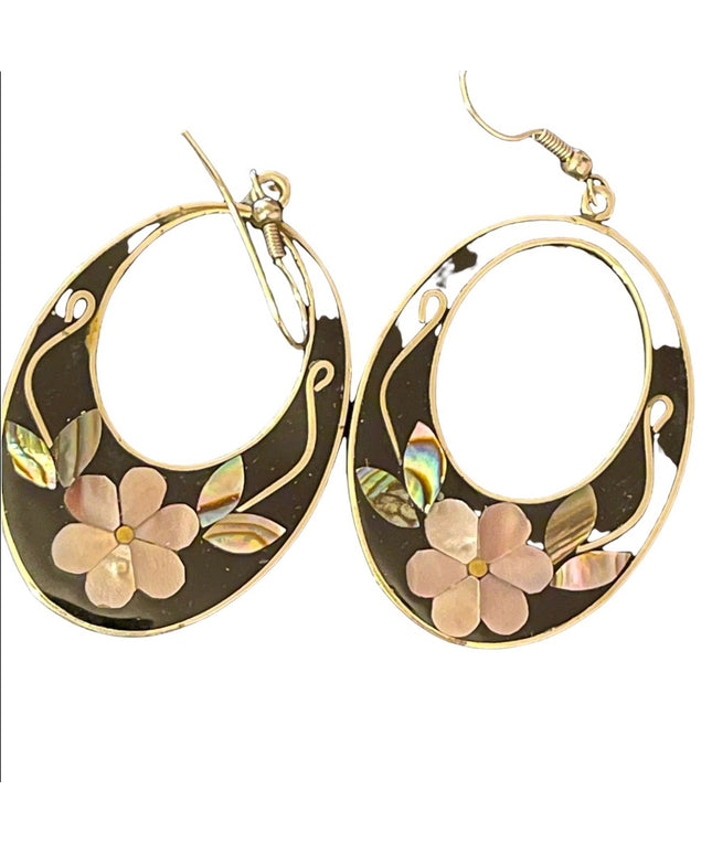 Alpaca silver Mexixo Dangel flower earrings