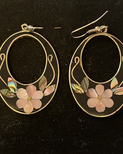 Alpaca silver Mexixo Dangel flower earrings