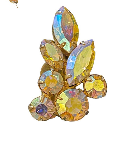 Vintage 1950s Sherman Crystal AB clip on earrings