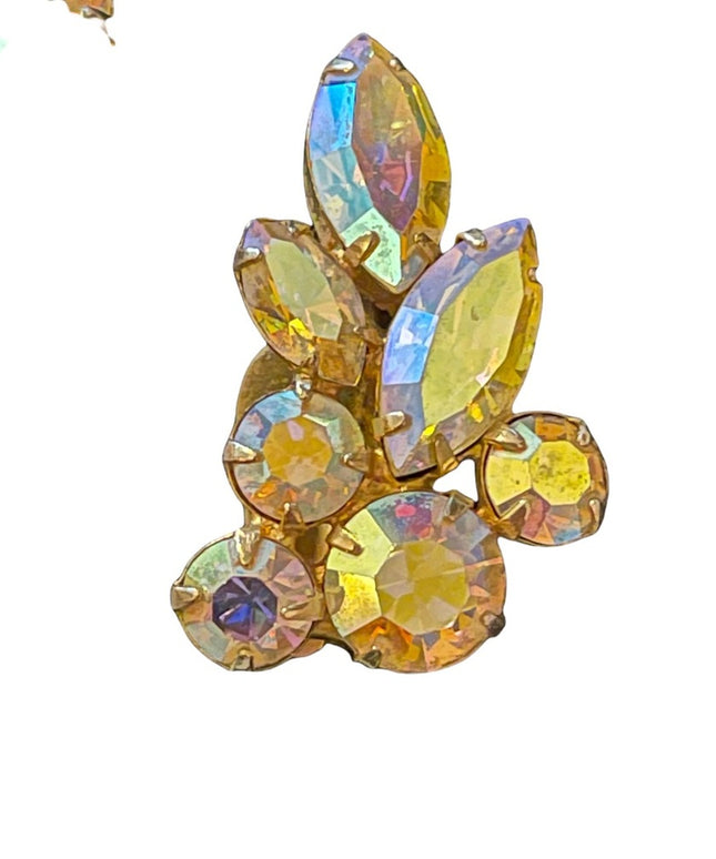 Vintage 1950s Sherman Crystal AB clip on earrings
