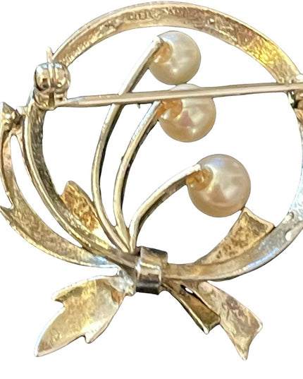 Vintage Sterling pearl leaf infiniti brooch 925