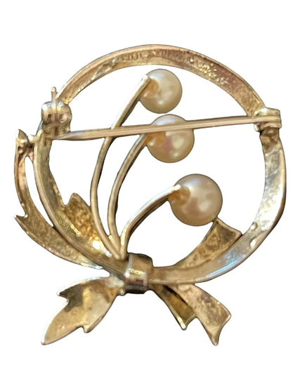Vintage Sterling pearl leaf infiniti brooch 925