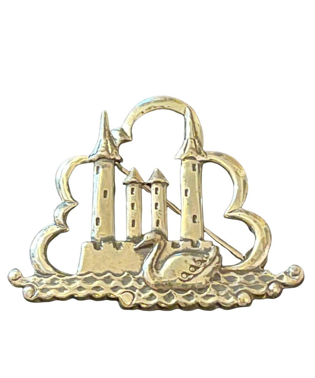 Vintage Coro Sterling silver duck with castles 925 brooch