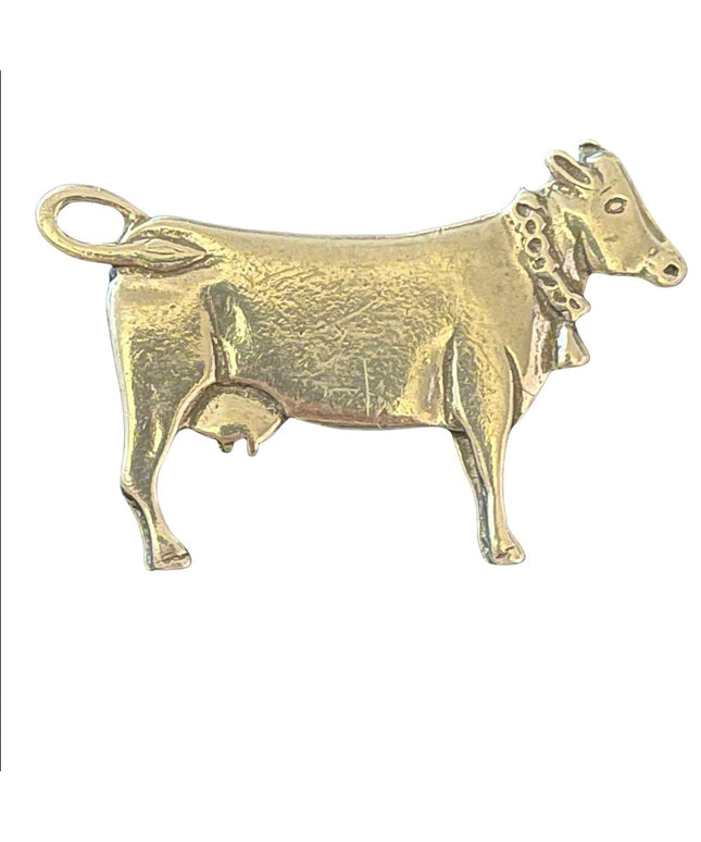 Pewter dairy cow brooch farm animal vintage