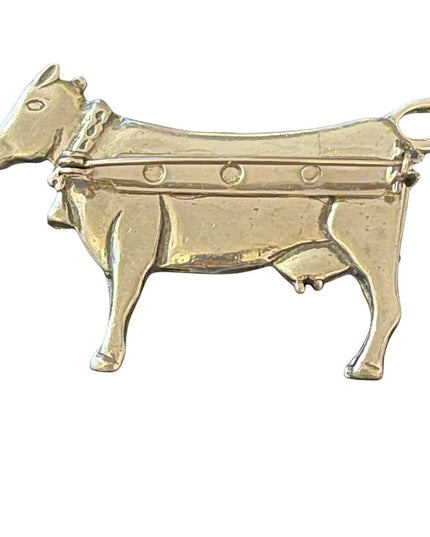 Pewter dairy cow brooch farm animal vintage