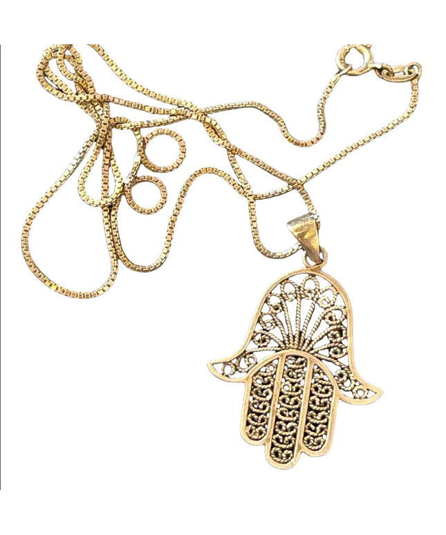 Vintage sterling silver 925 Hamsa Hand of Fatima necklace