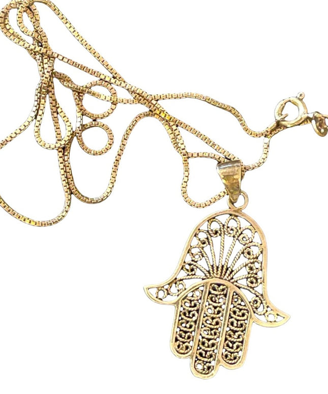 Vintage sterling silver 925 Hamsa Hand of Fatima necklace