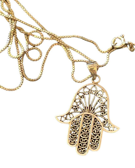 Vintage sterling silver 925 Hamsa Hand of Fatima necklace