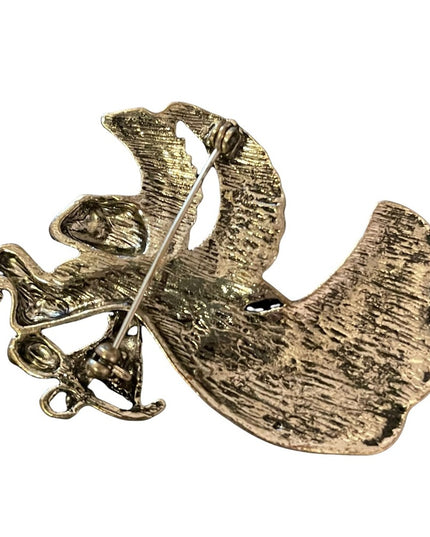 Vintage silver tone enamel angel brooch christmas