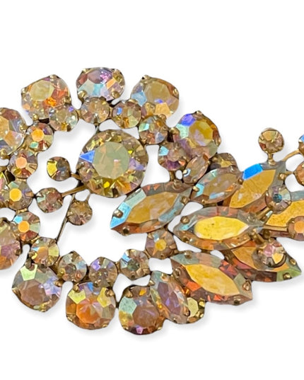 Vintage 1960s Crystal AB High Quality unmarked Sherman Brooch