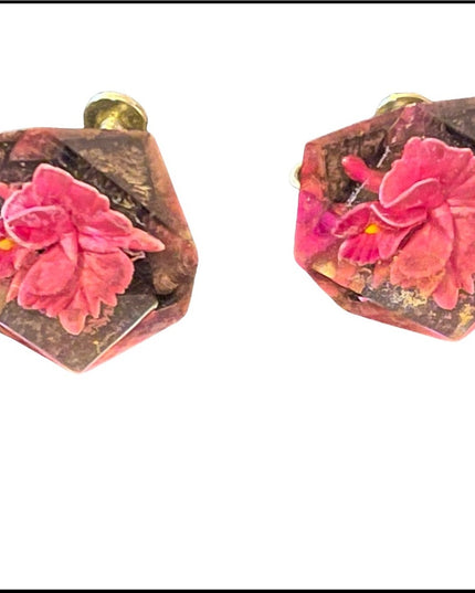 Vintage Lucite flowers screw back earrings