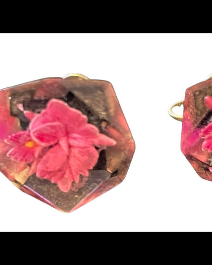 Vintage Lucite flowers screw back earrings