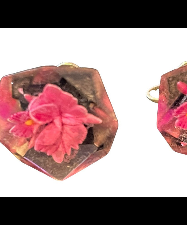 Vintage Lucite flowers screw back earrings