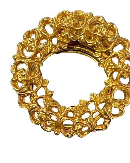 Vintage gold finish ornate wreath scarf clip