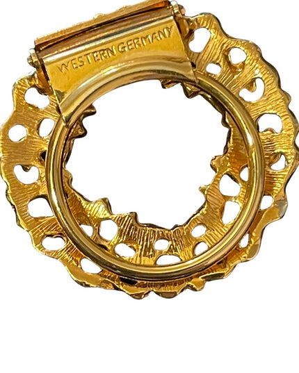Vintage gold finish ornate wreath scarf clip