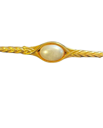 M&S Gold finish faux pearl beautiful large bar brooch