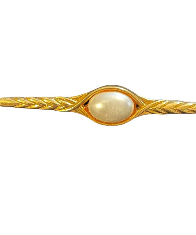 M&S Gold finish faux pearl beautiful large bar brooch