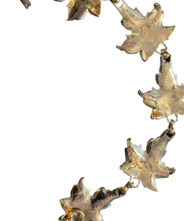 Vintage green emamel gold finish maple leaf bracelet CORO