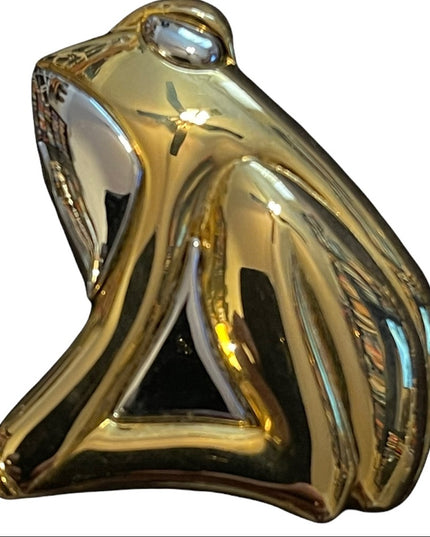 Shiny pretty gold & silvrr finish sitting frog brooch