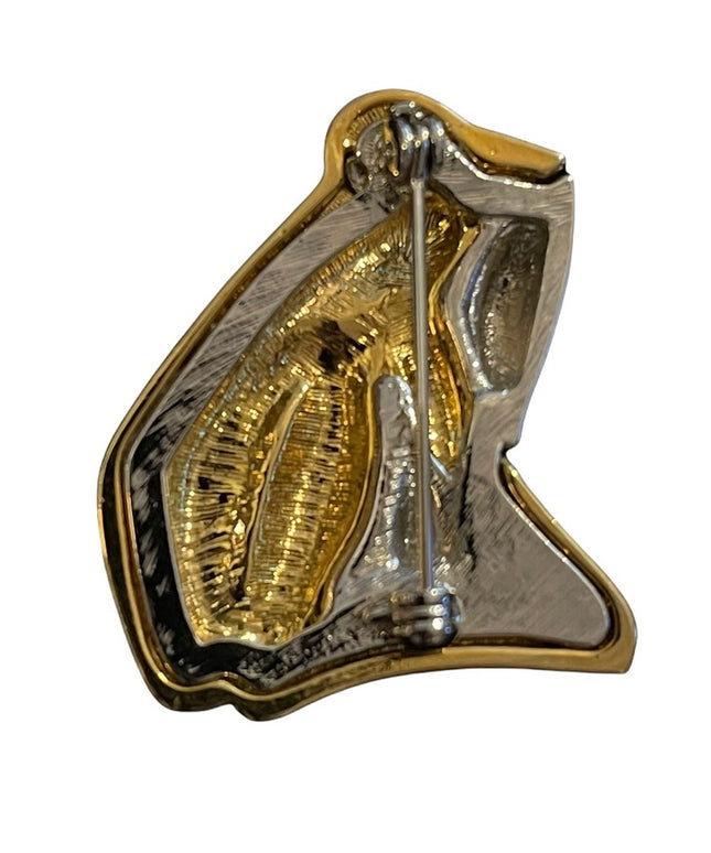 Shiny pretty gold & silvrr finish sitting frog brooch