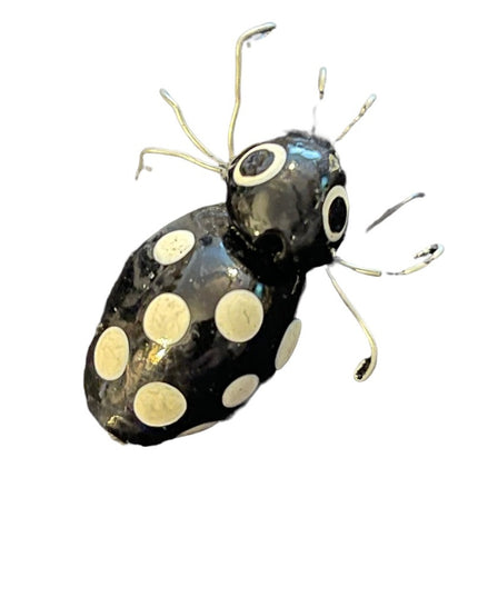 Vintage black & white polka dot bug brooch