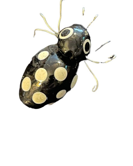 Vintage black & white polka dot bug brooch