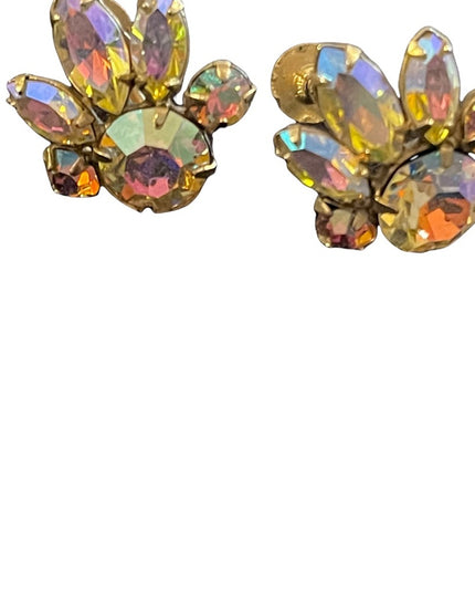Vintage Crystal AB Sherman screw back earrings