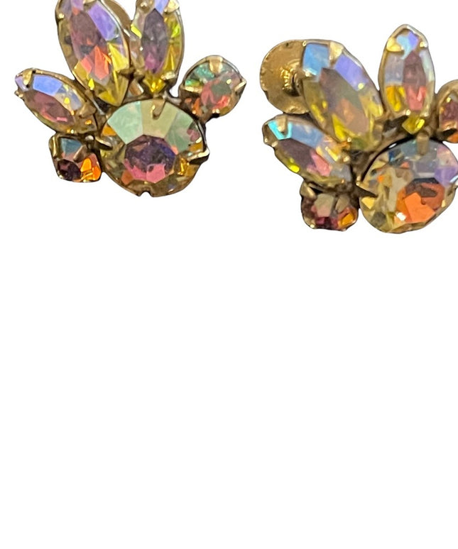 Vintage Crystal AB Sherman screw back earrings
