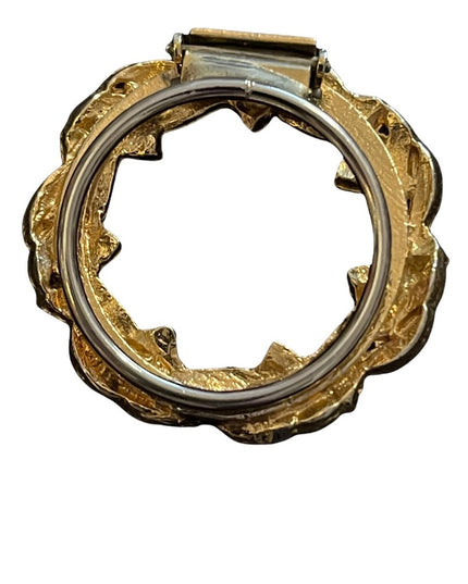 Vintage gold antiqued finish wreath flower scarf clip