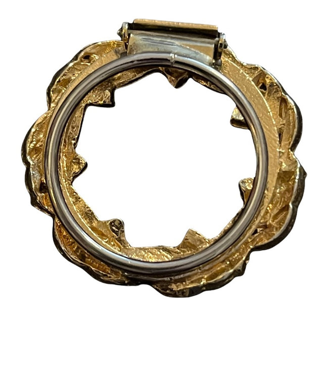 Vintage gold antiqued finish wreath flower scarf clip