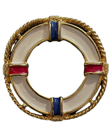 Vintage nautiful life saver gold finish brooch