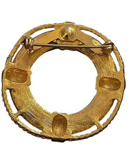 Vintage nautiful life saver gold finish brooch