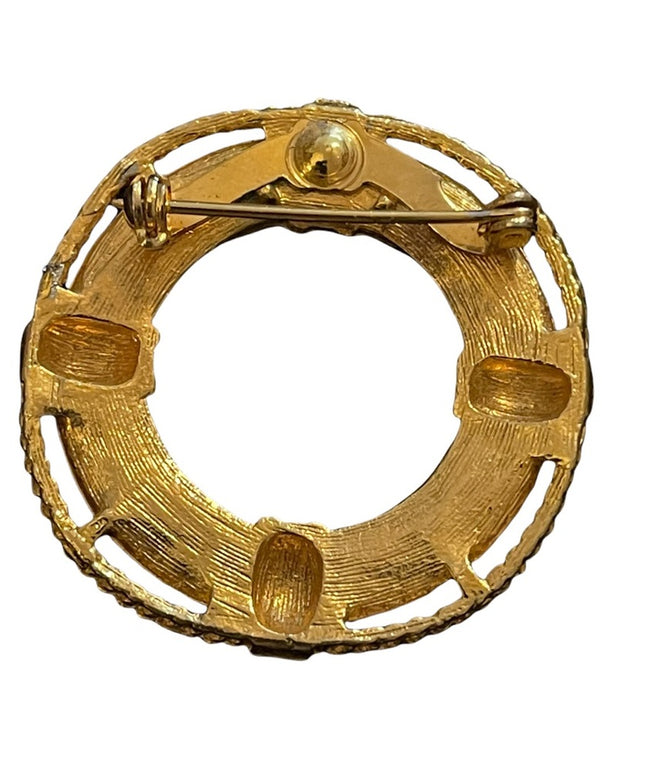 Vintage nautiful life saver gold finish brooch