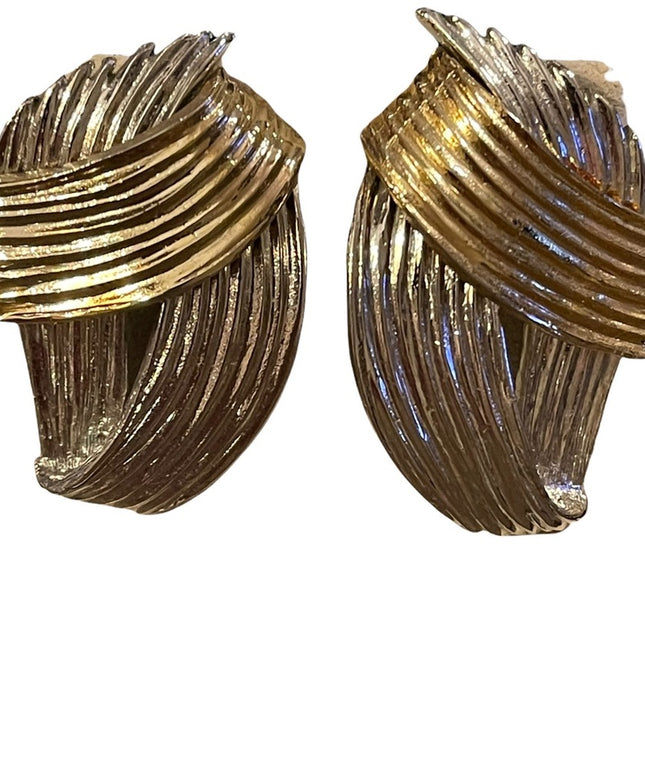 Beautiful chunky gold and silver finish high quality pierced earrings