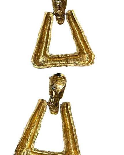 Vintage Monet Dangle clip on enameled earrings bamboo geometric style