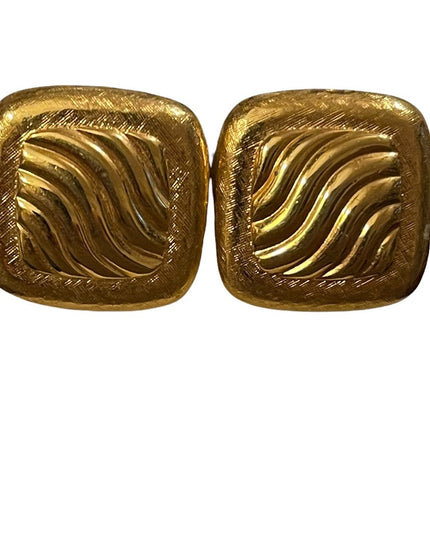 Vintage gold finish MONET clip on earrings square ornate