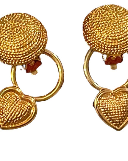 Vintage 1980s Renaissance chunky gold finish clipmon earrrings