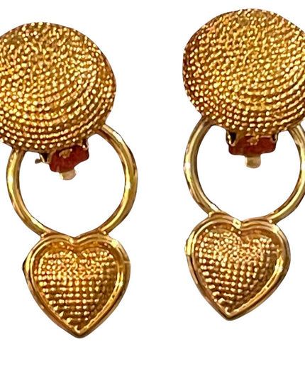 Vintage 1980s Renaissance chunky gold finish clipmon earrrings