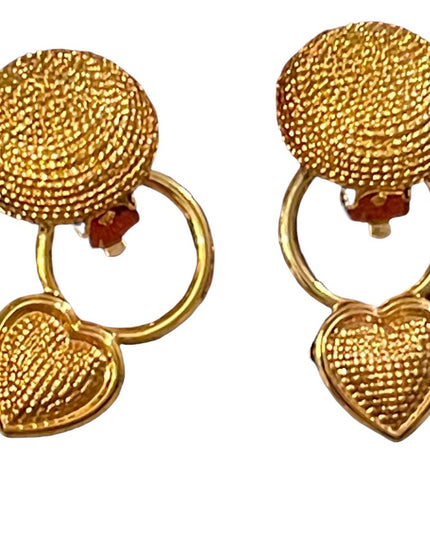Vintage 1980s Renaissance chunky gold finish clipmon earrrings