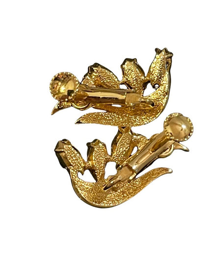 Gold finish crystal screw back earrings