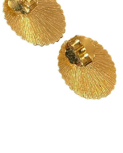 Gold finish faux resin cameo earrings pierced
