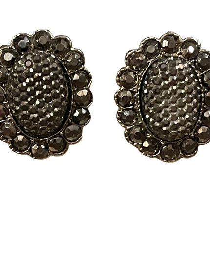 Light weight silver metal marcasite pierced earrings