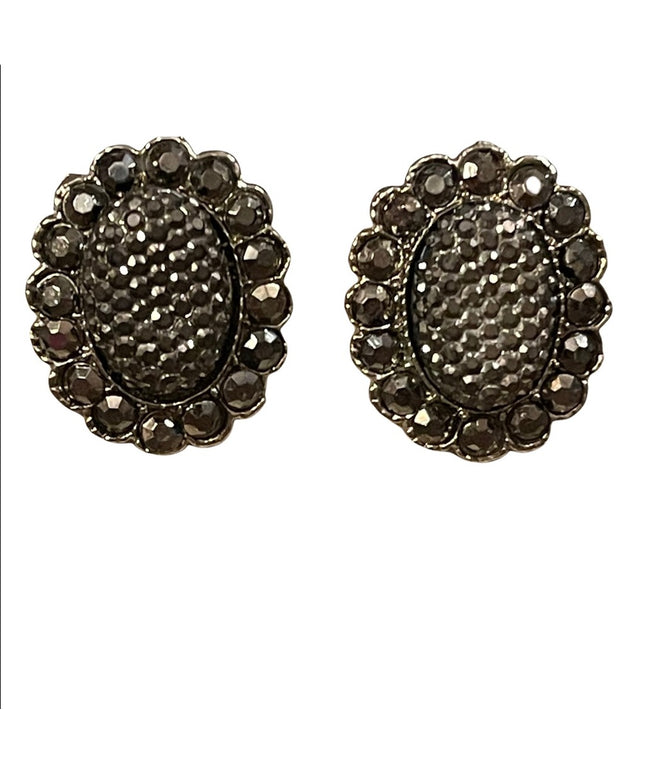 Light weight silver metal marcasite pierced earrings