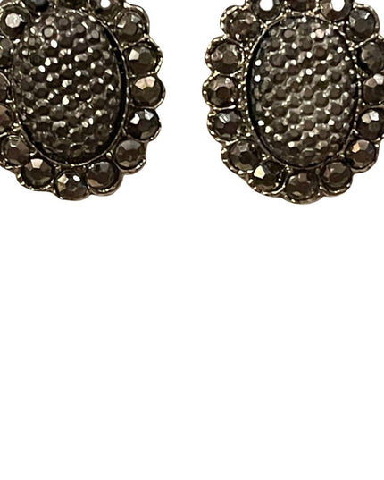 Light weight silver metal marcasite pierced earrings