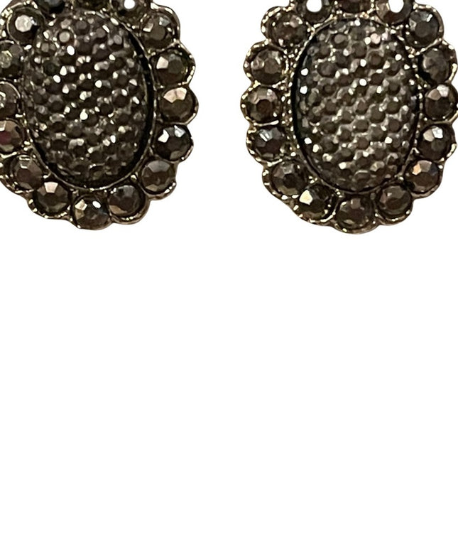 Light weight silver metal marcasite pierced earrings