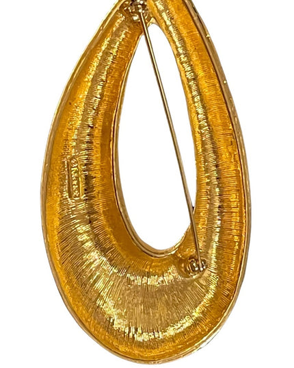 Vintage 1980s Sparkle glossy gold finish abstract brooch large Monet hammered